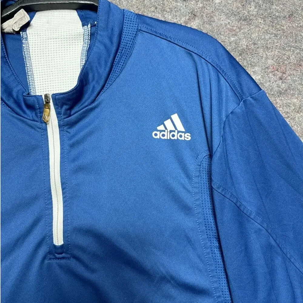 Adidas Mens Size XL? Blue Quarter Zip Short Sleeve Golf Athletic Climacool Shirt